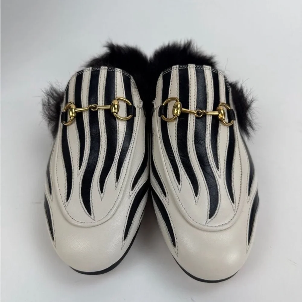 Gucci Princetown Zebra Fur Leather Mule Slides Size 35 (US 5) - Picture 3 of 8